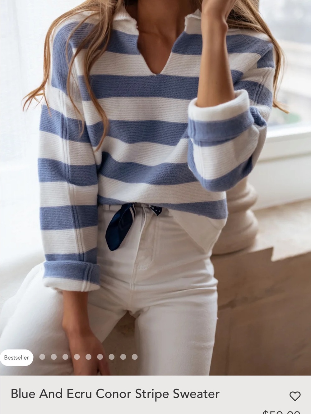 Easy Clothes Blue And Ecru Conor Stripe Sweater